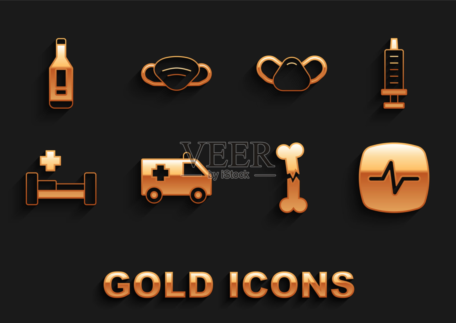 设定急救车注射器人心率图标素材