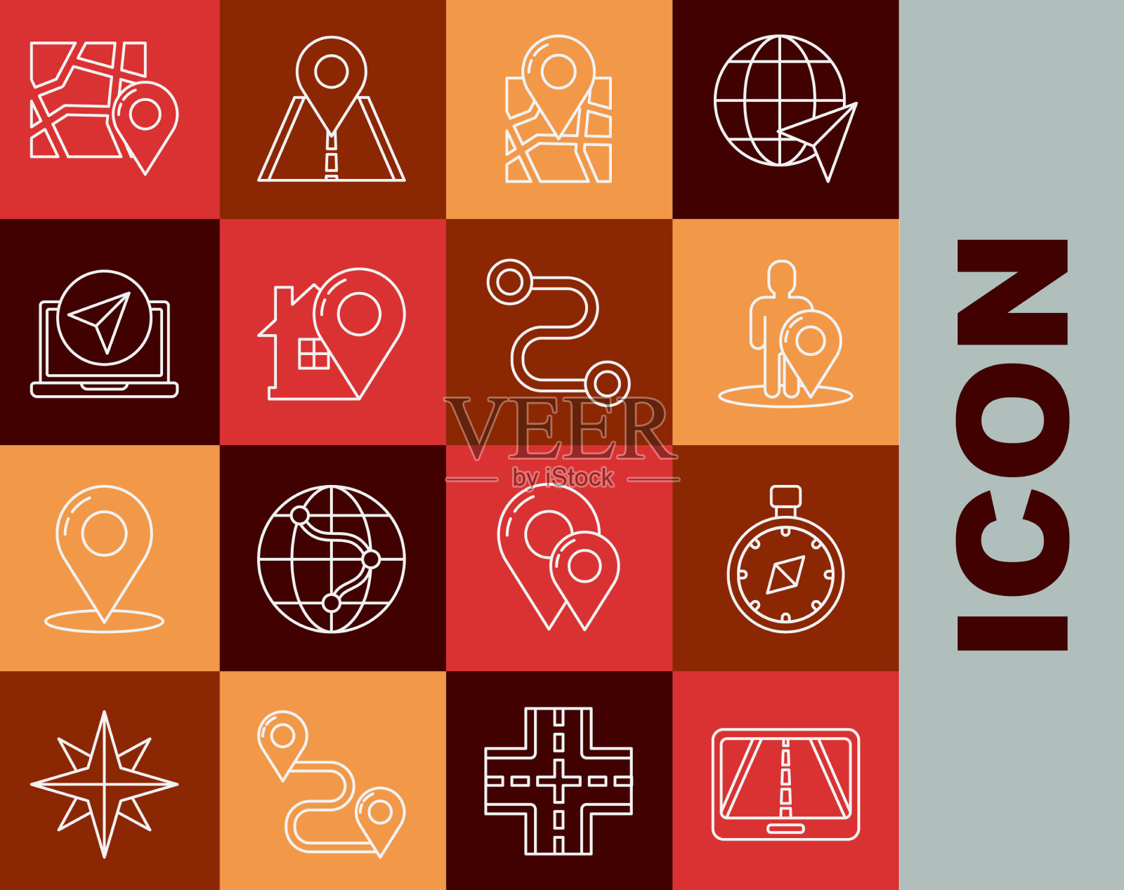 设置城市地图导航的线路信息图图标素材