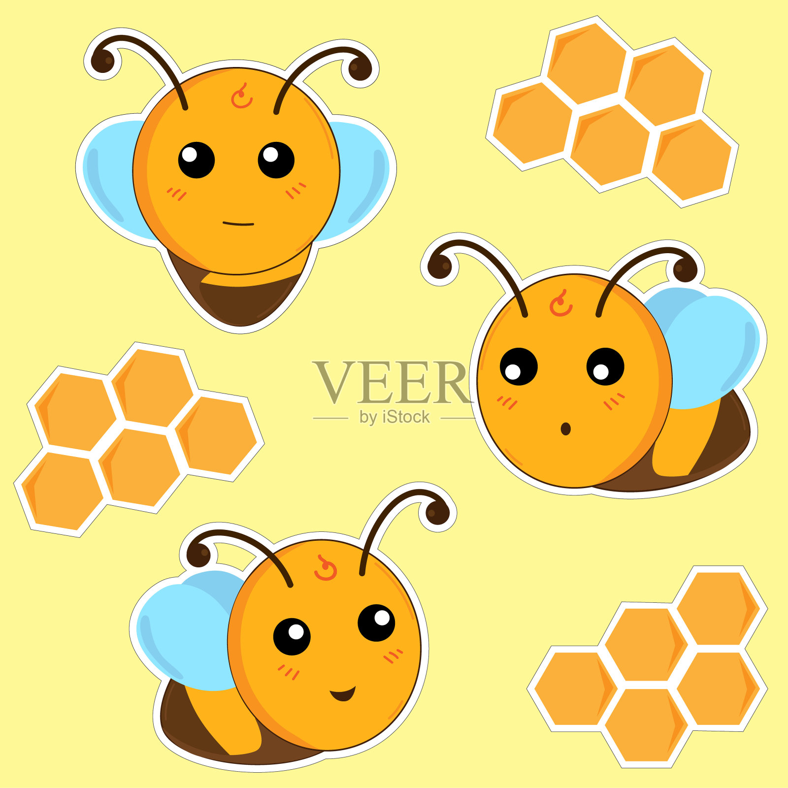 有趣的蜜蜂插画图片素材