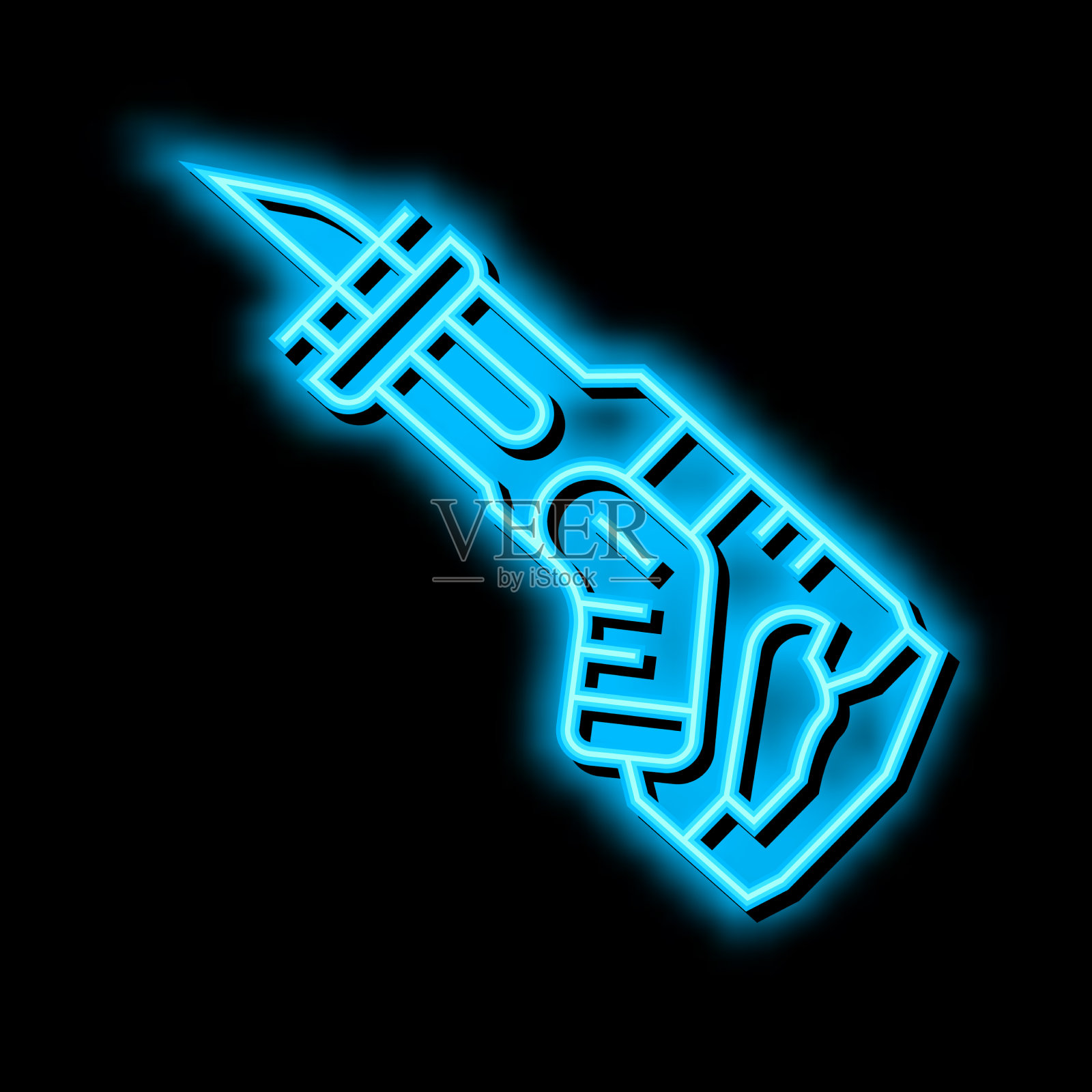 往复锯工具霓虹灯发光图标插画图片素材