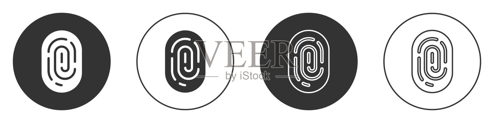 黑色指纹图标隔离在白色上图标素材