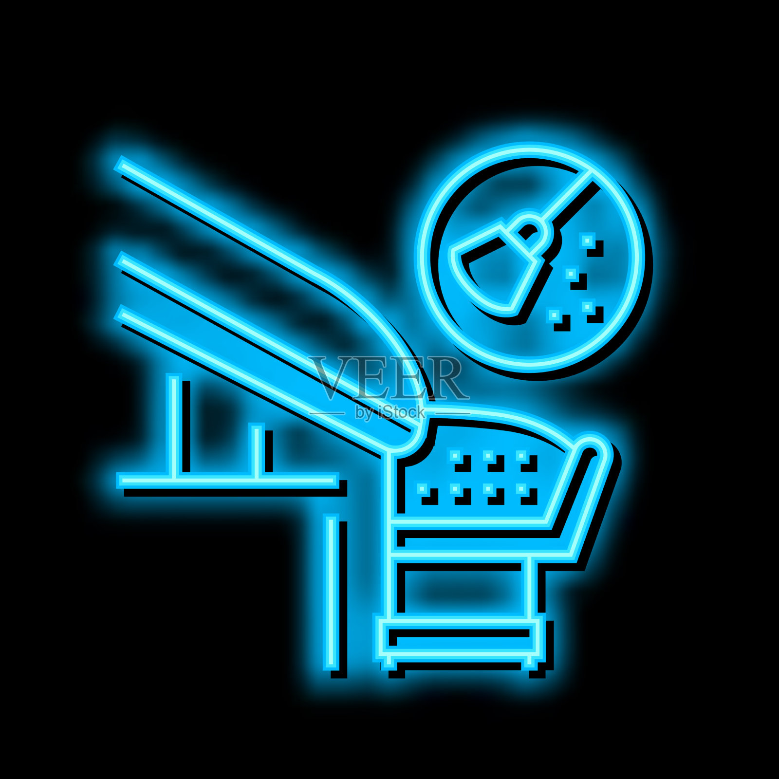 天沟清洁霓虹灯发光图标插画图片素材