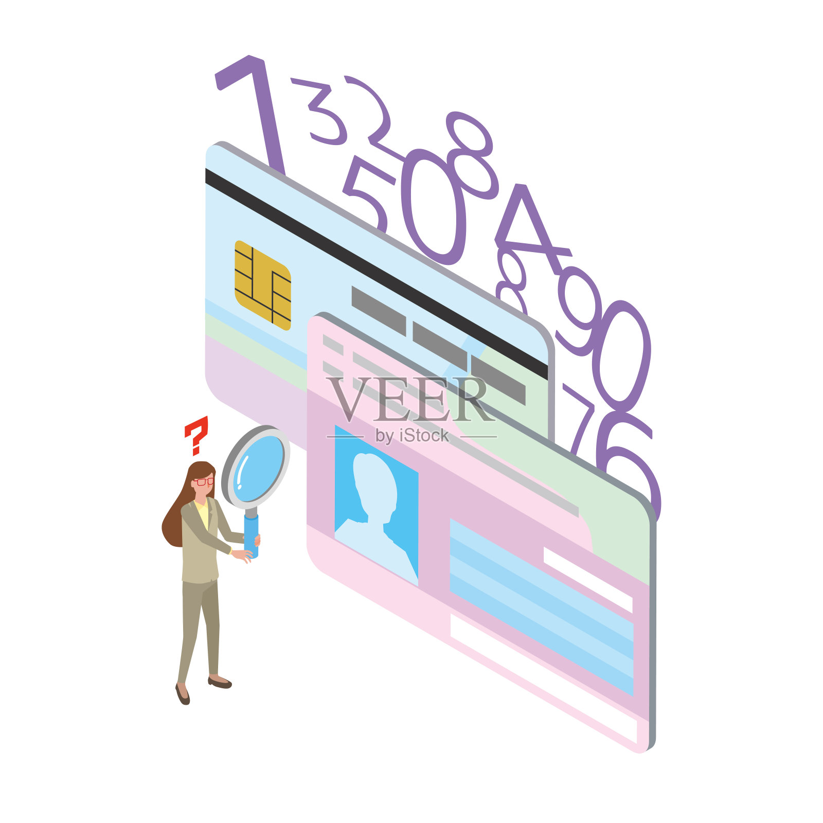 在日本，一个女人怀疑我的号码卡插画图片素材