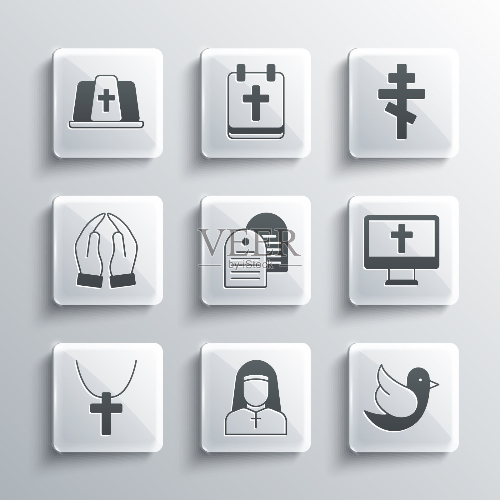 修女鸽子基督教十字架监视器圣图标素材