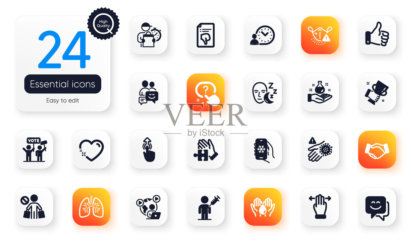 一组人平面图标拇指向下拼图和图标素材