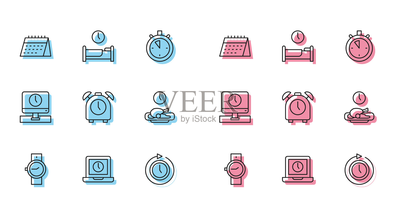 设定行腕表笔记本时间日历时钟图标素材