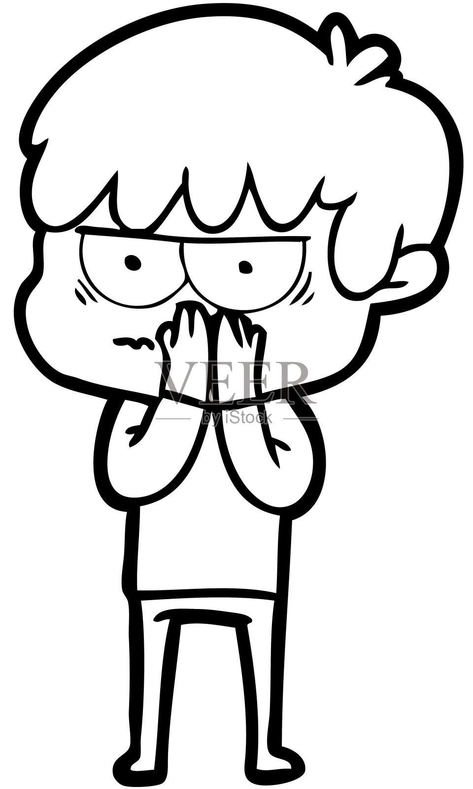 恼怒的卡通男孩插画图片素材