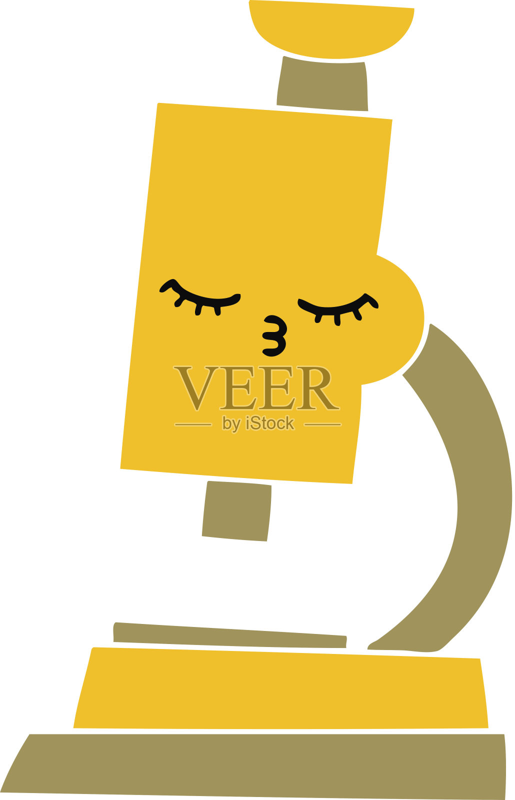 平板彩色复古卡通显微镜插画图片素材