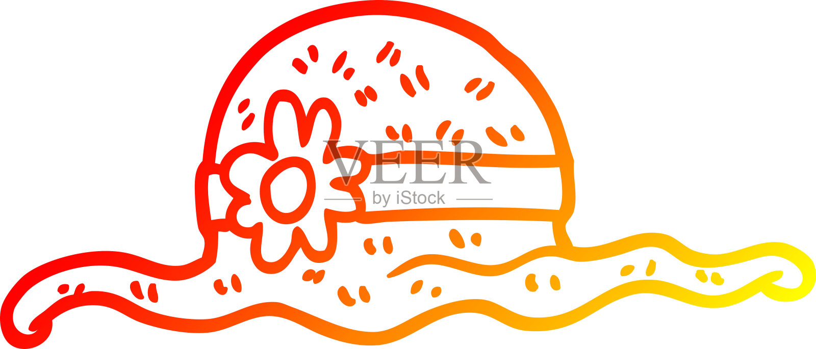 温暖的梯度线绘制卡通草帽插画图片素材