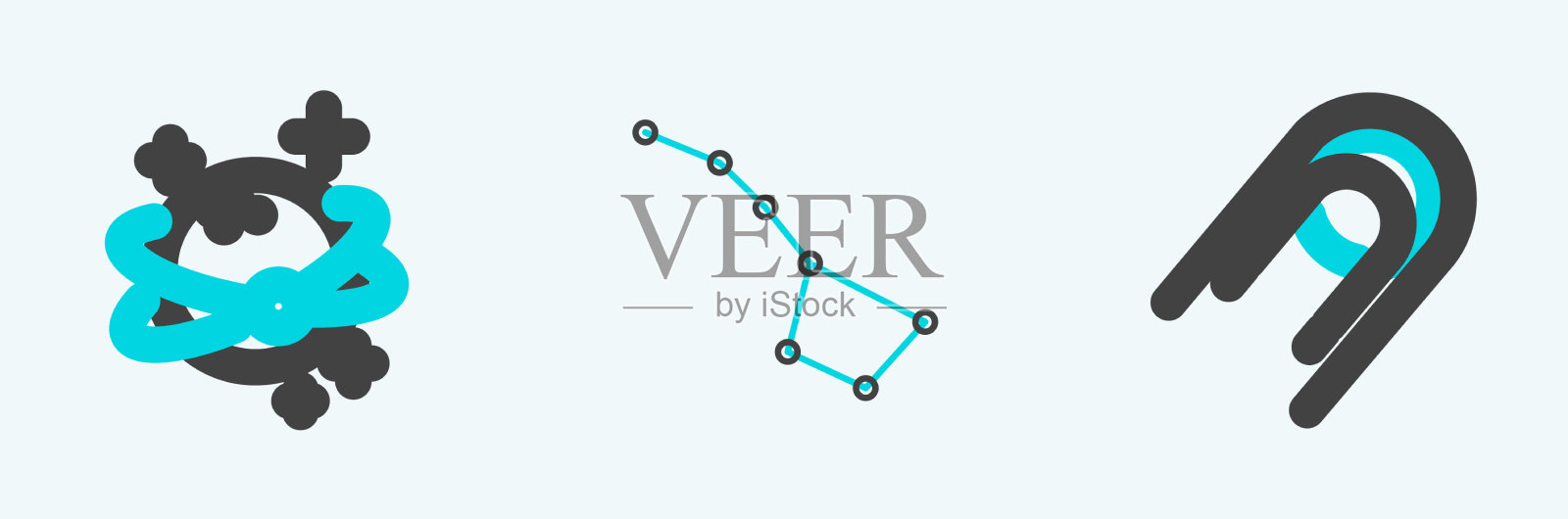 设定线路卫星行星和大熊图标素材