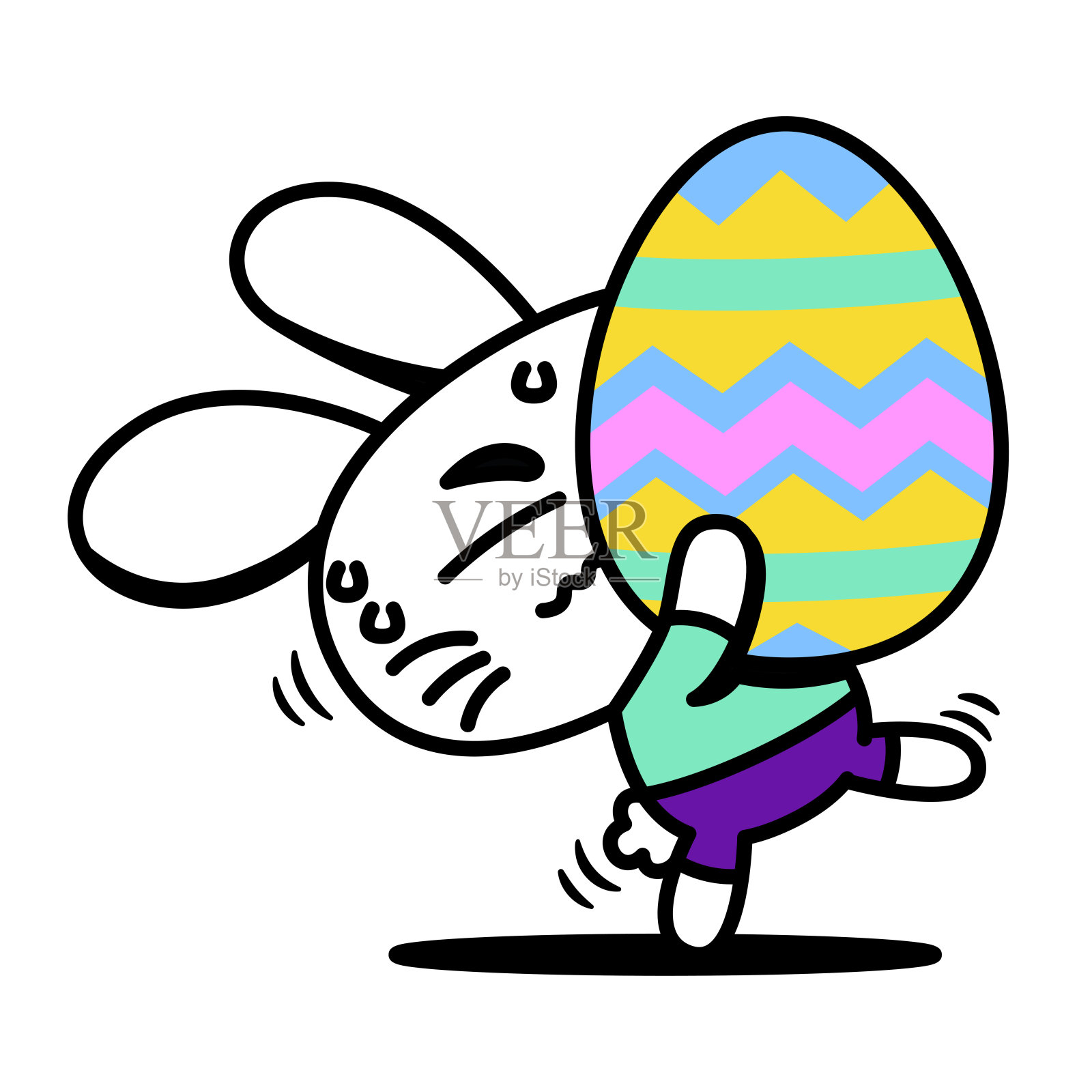 矢量卡通可爱有趣的卡哇伊复活节兔子插图孤立插画图片素材