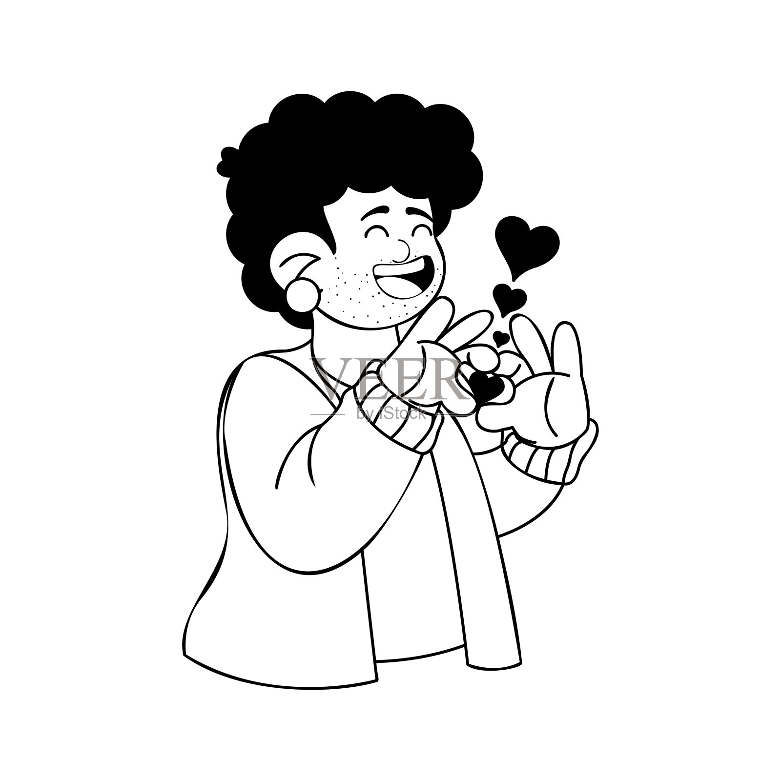 矢量卡通可爱的圣瓦伦丁贴纸插图插画图片素材