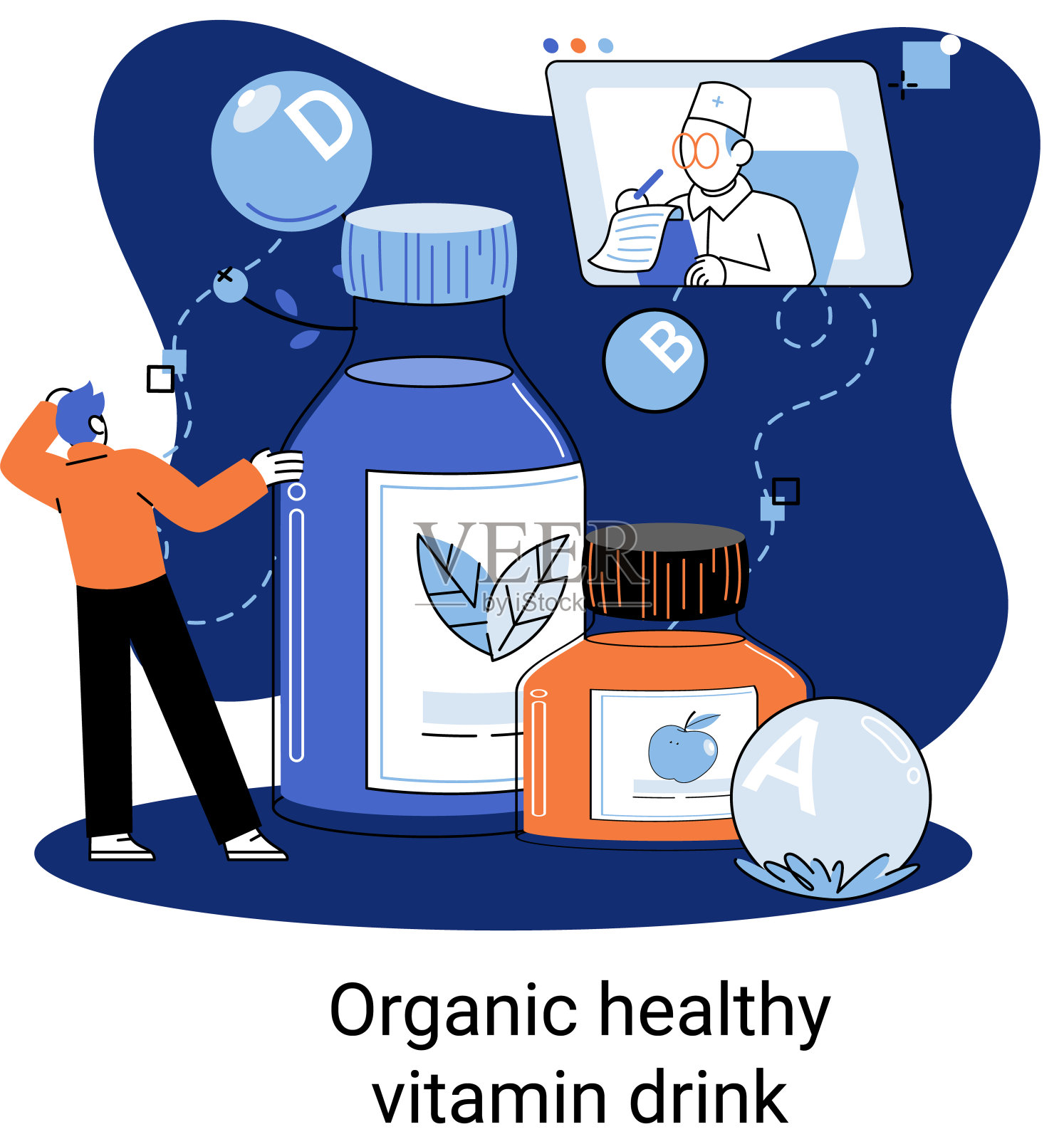 有机维生素饮料是一种健康的减肥鸡尾酒。素食排毒食物和酒插画图片素材