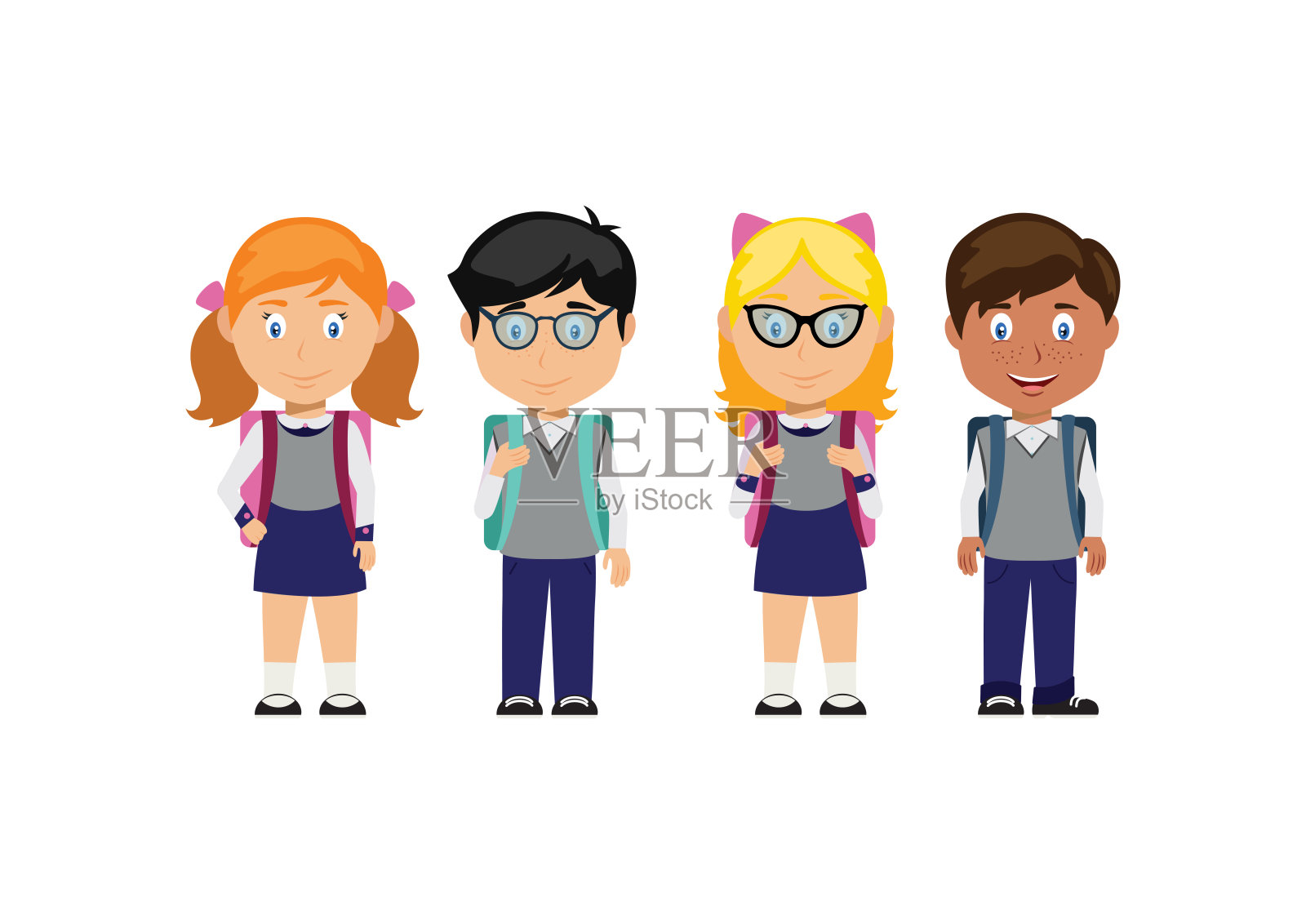 小学生的矢量图。学生的孩子插画图片素材