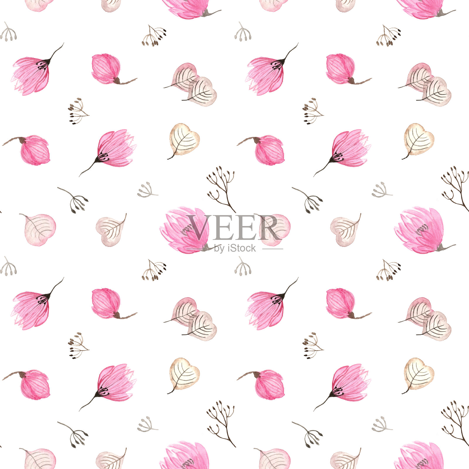 美丽的花朵无缝图案插画图片素材