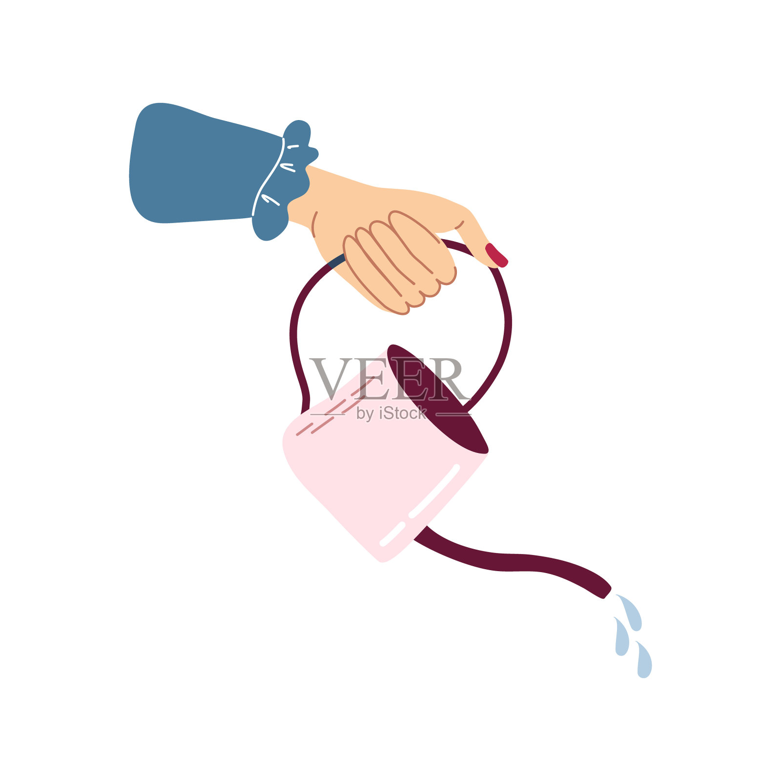 女性手持喷壶插画图片素材