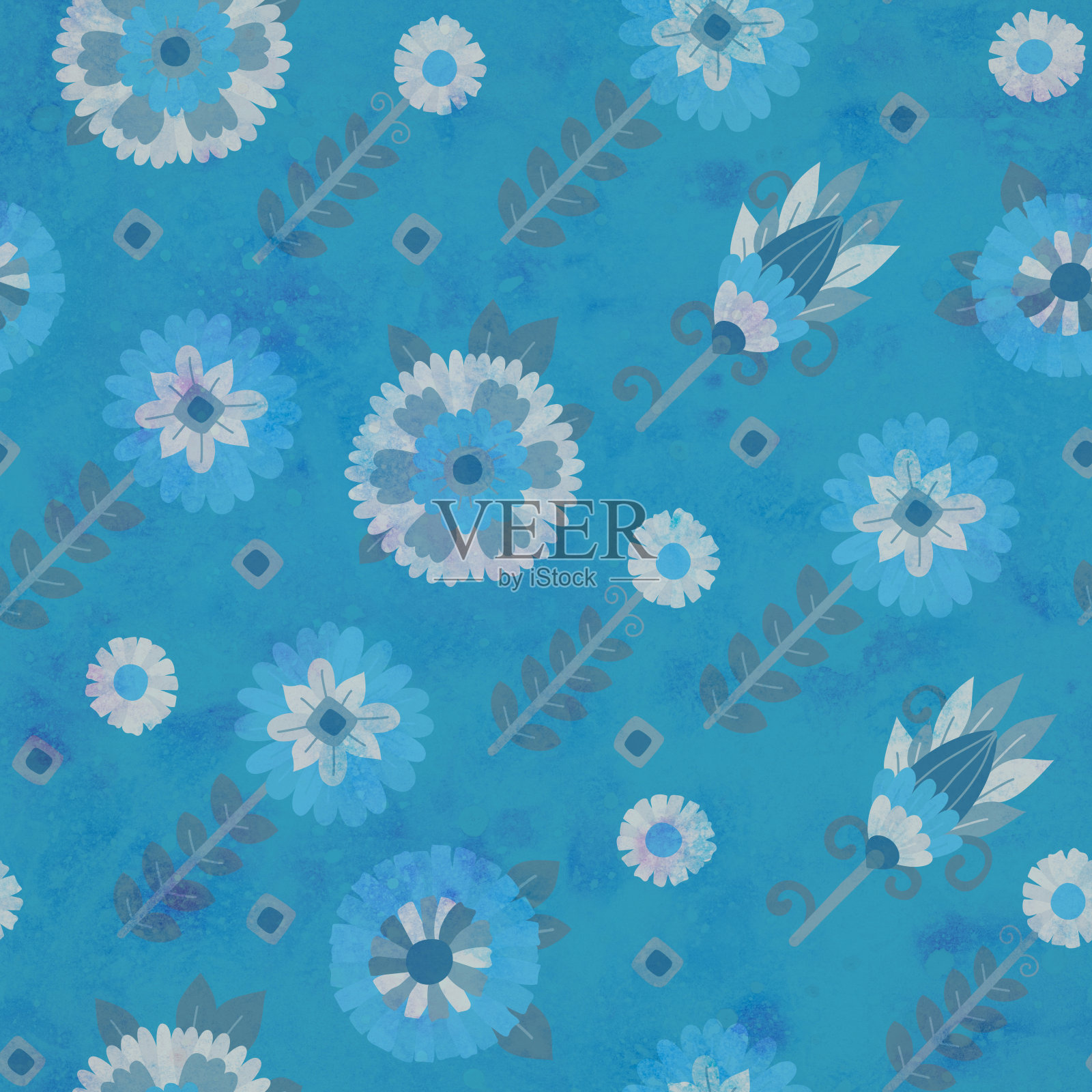 无缝模式。光栅插图。背景与花卉装饰的设计。水彩的模式。在纸或织物上印刷的。设计明信片，包装，包装或剪贴簿。时尚。插画图片素材