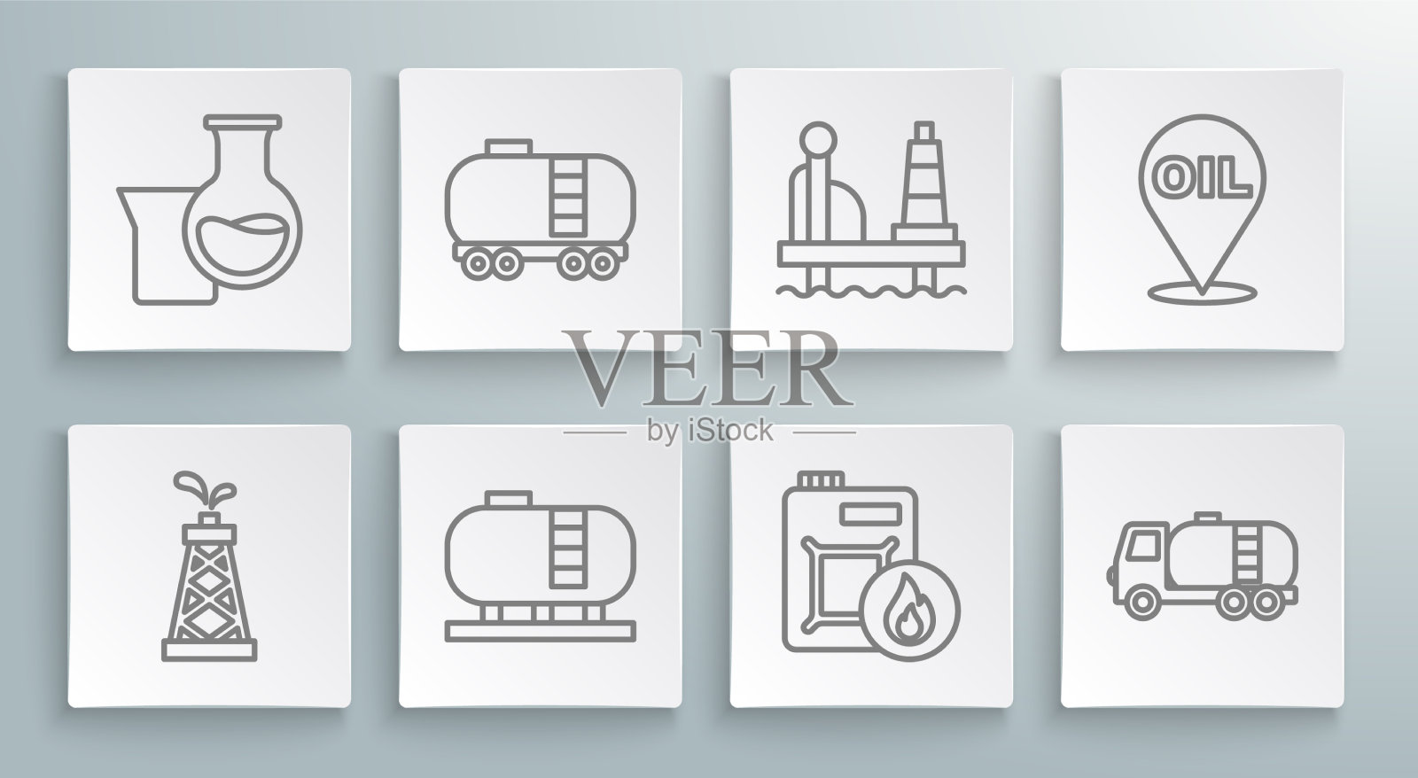 设置线路石油钻机铁路贮水池储罐图标素材