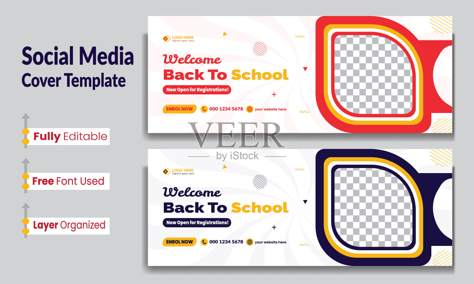 企业学校教育录取社交媒体帖子海报Instagram故事封面，标题，时间轴网页横幅模板设计。插画图片素材