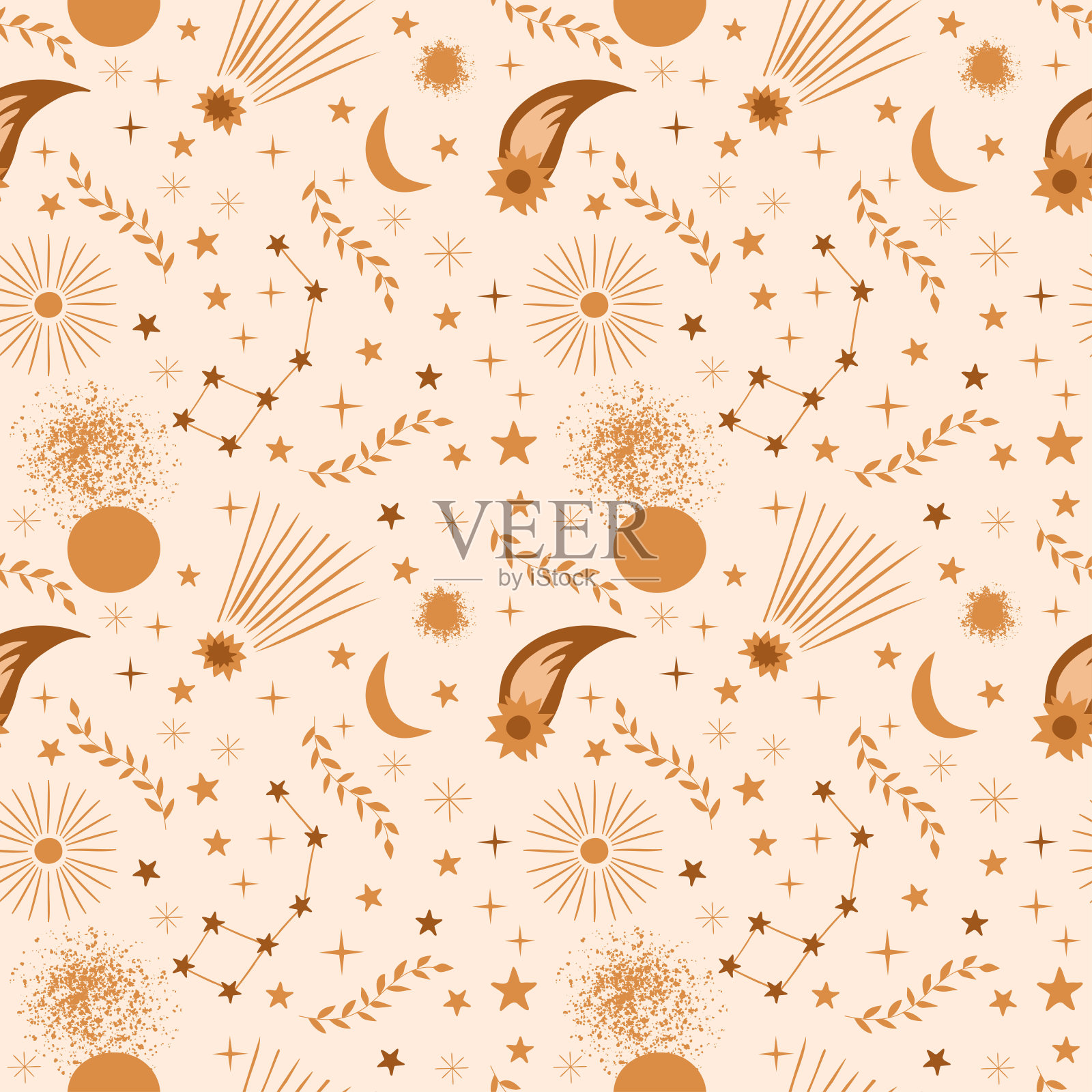 白色背景下的星空。空间。矢量插图，无缝模式插画图片素材