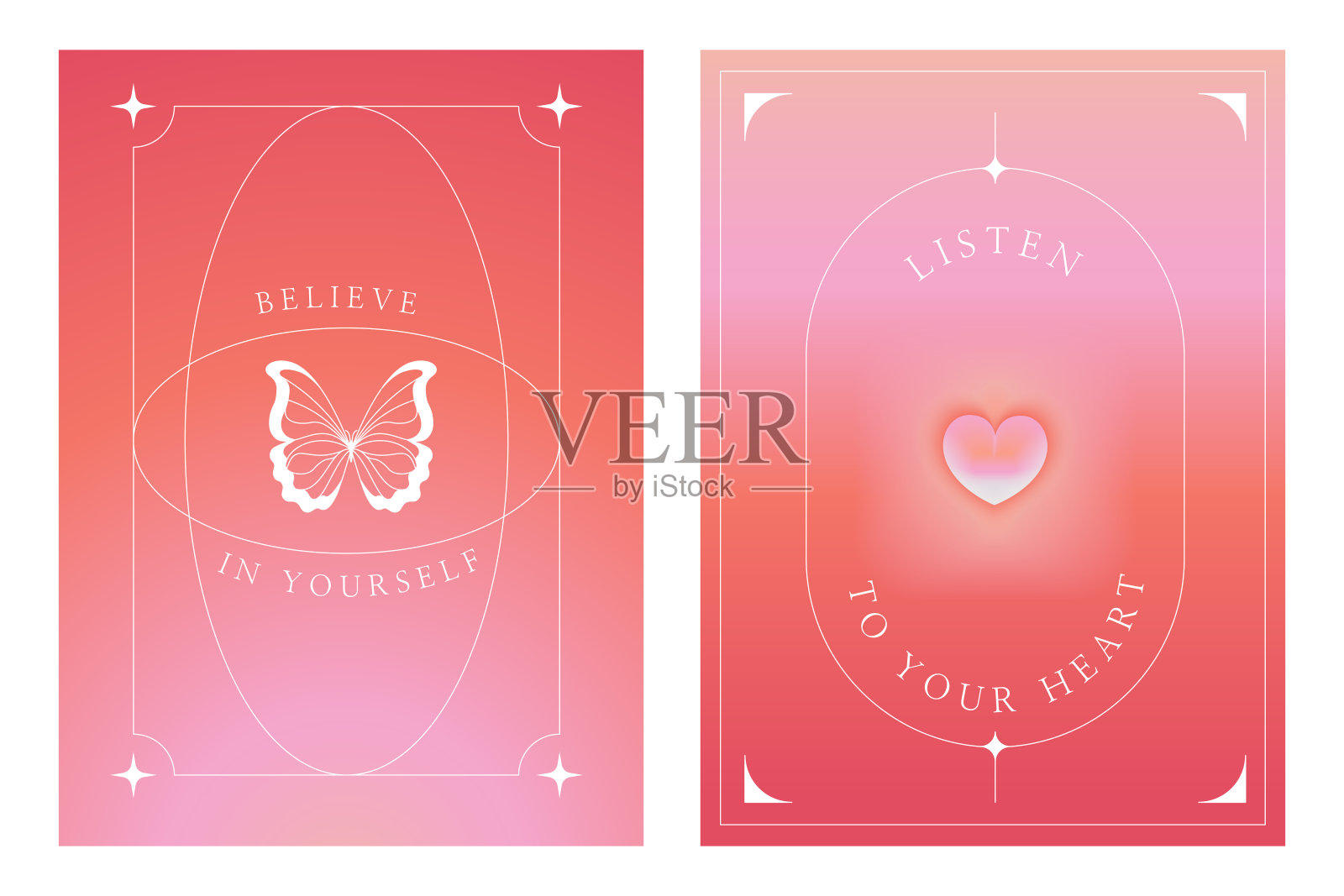 矢量集设计元素和插图在简单的极简主义线性风格-自我照顾和爱的励志名言，印刷和海报在千年虫风格插画图片素材