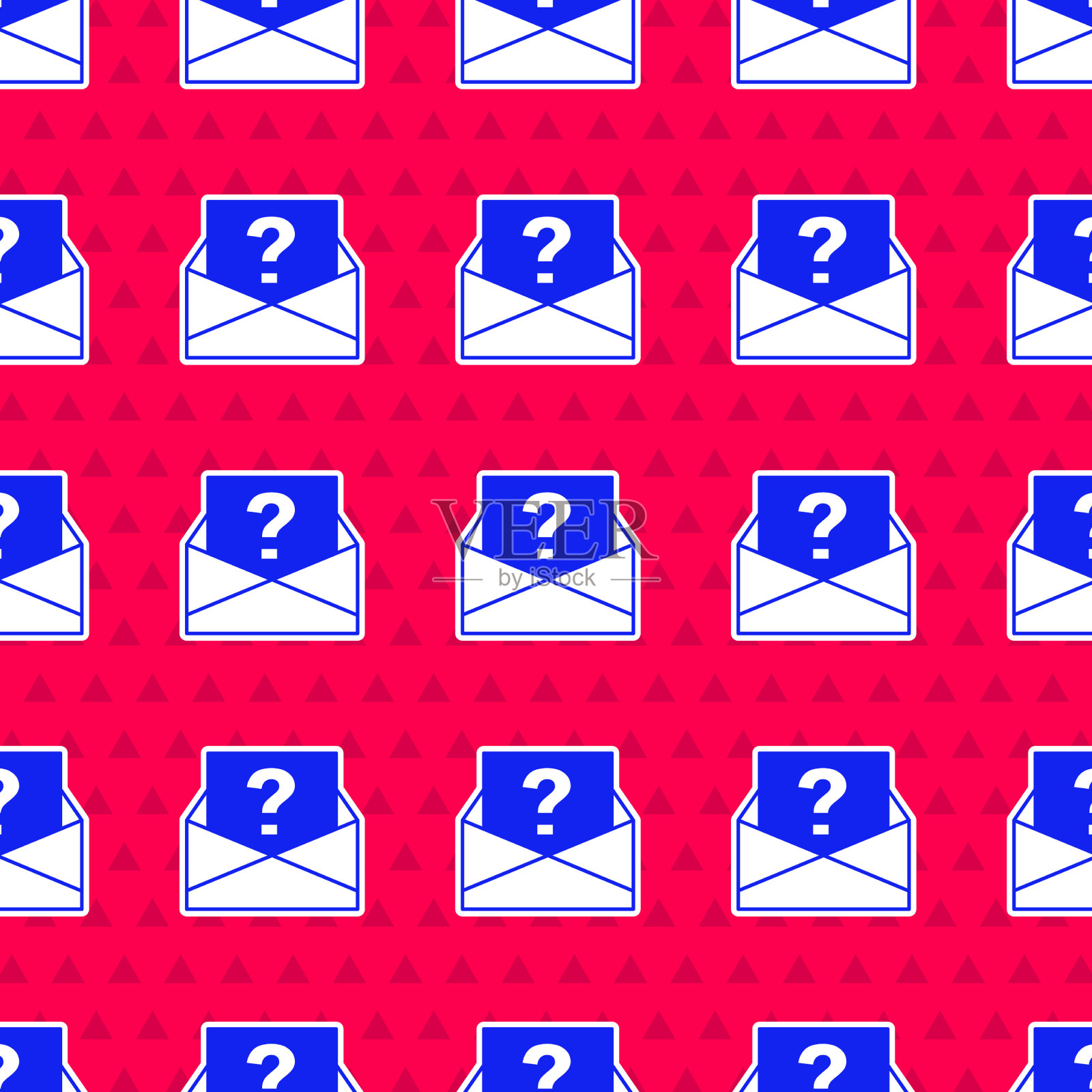 蓝色信封与问号图标隔离插画图片素材