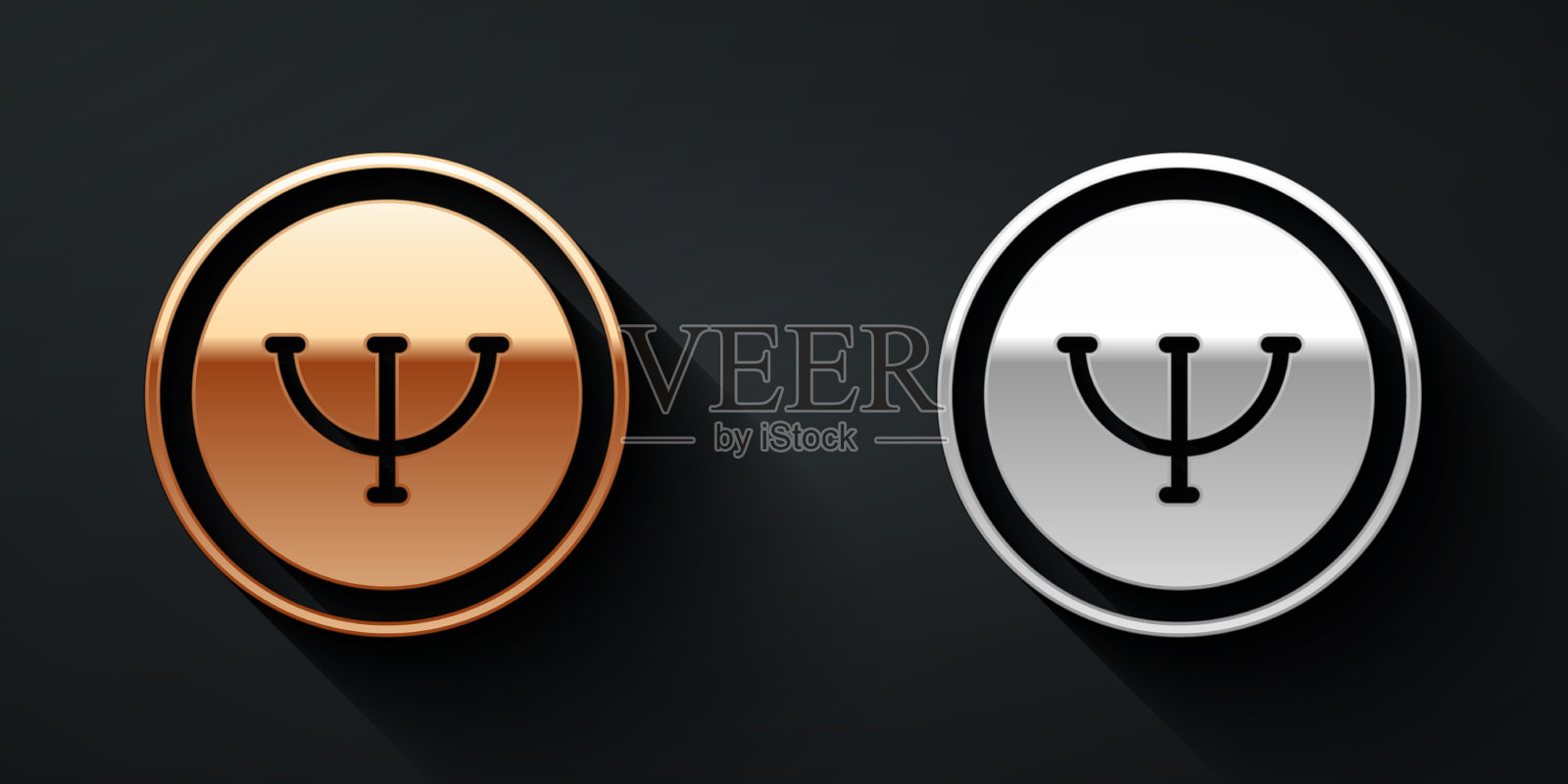 金银心理图标孤立于黑色之上图标素材