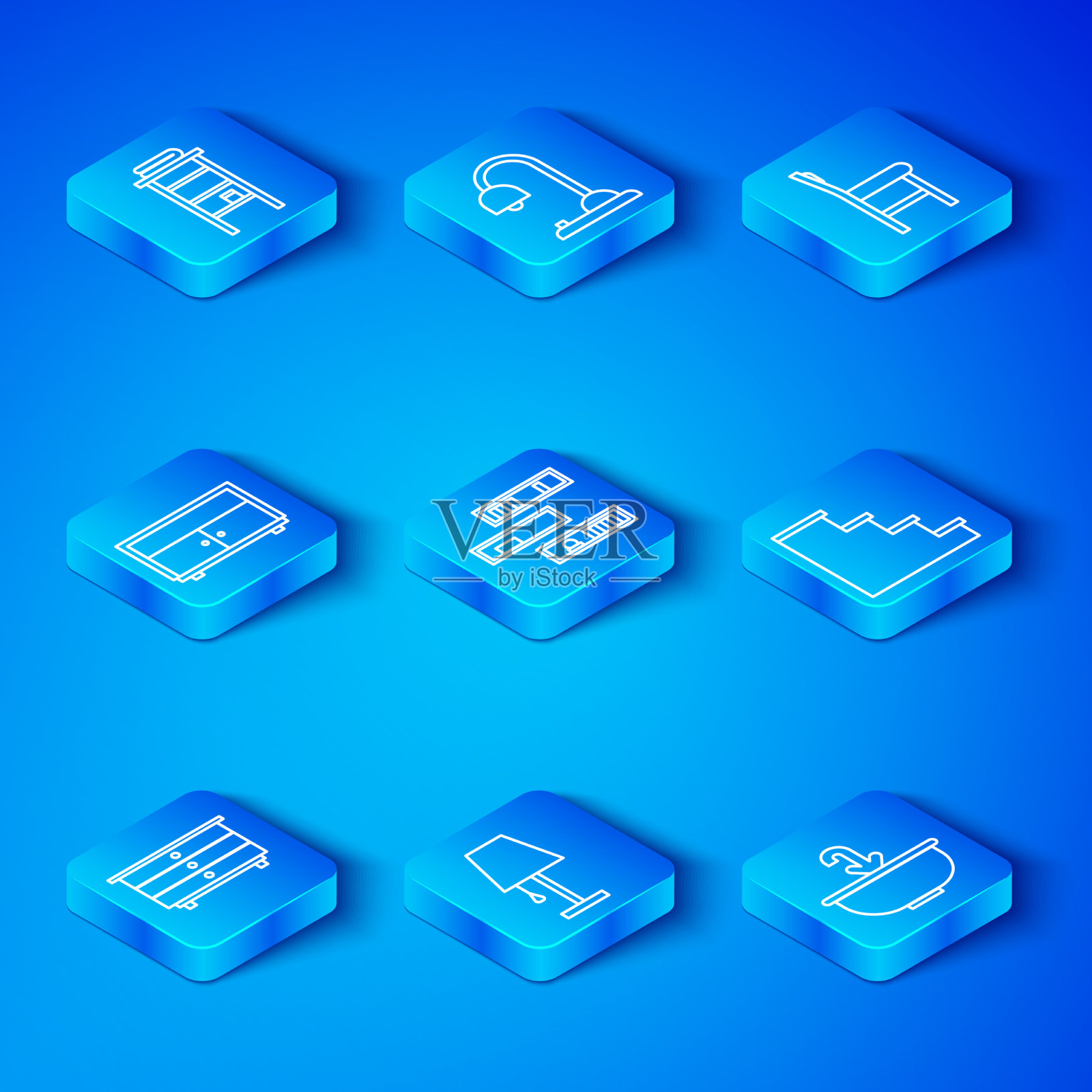 设置线柜抽屉架与书桌图标素材