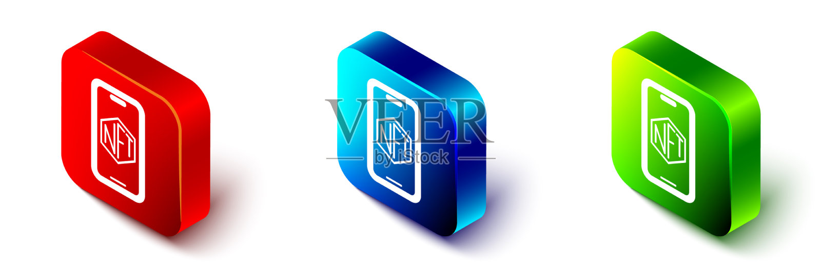 等距移动与艺术商店应用程序图标隔离插画图片素材