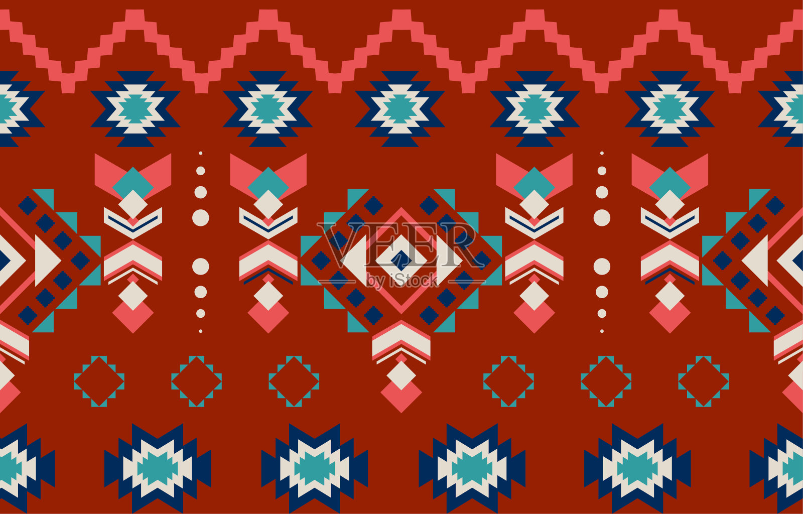 纳瓦霍美洲土著织物无缝图案，几何部落民族传统背景，设计元素，地毯设计，壁纸，服装，地毯，室内，刺绣矢量插图。插画图片素材