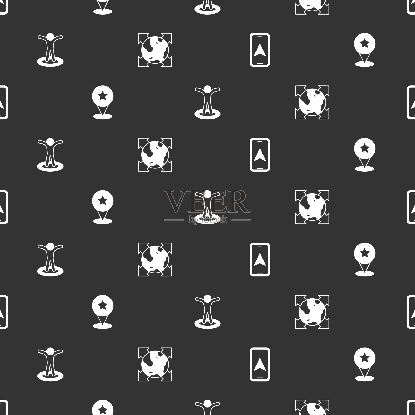 设置城市地图导航地图指针与星型图标素材