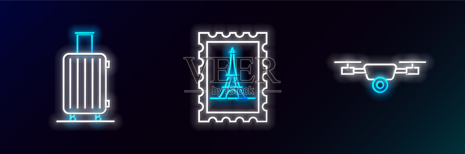 设置线无人机飞行与动作摄像机图标素材