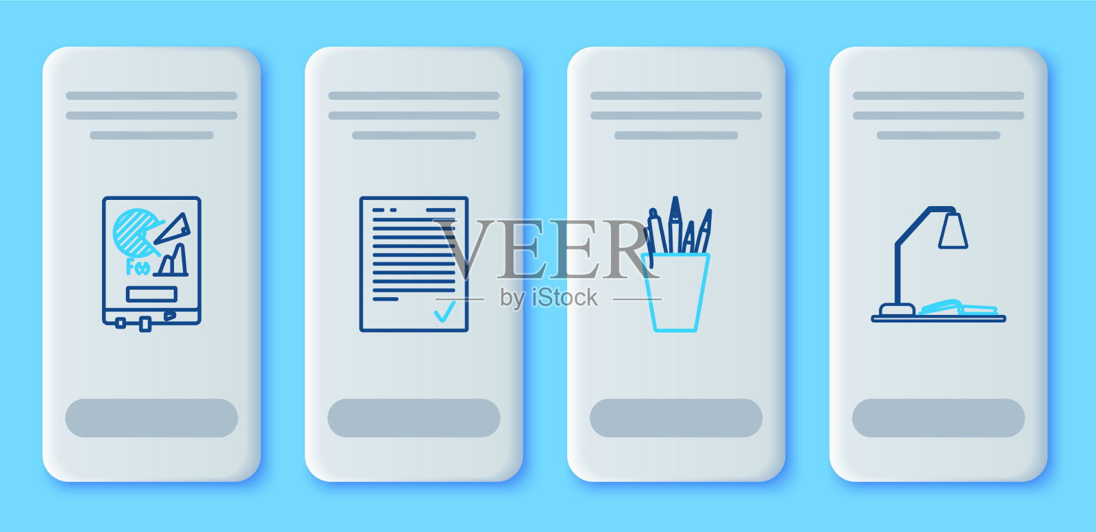 用检查标记铅笔盒设置线考卷图标素材