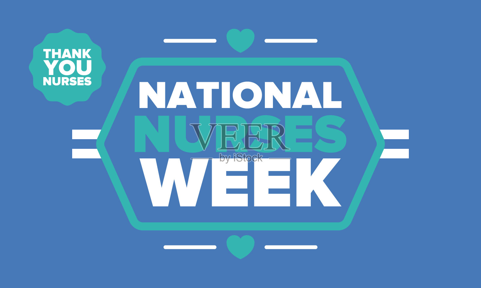 全国护士周。谢谢护士们。医疗保健理念。对抗病毒和疾病。为了向医生们致敬。在美国每年庆祝一次。矢量插图海报插画图片素材