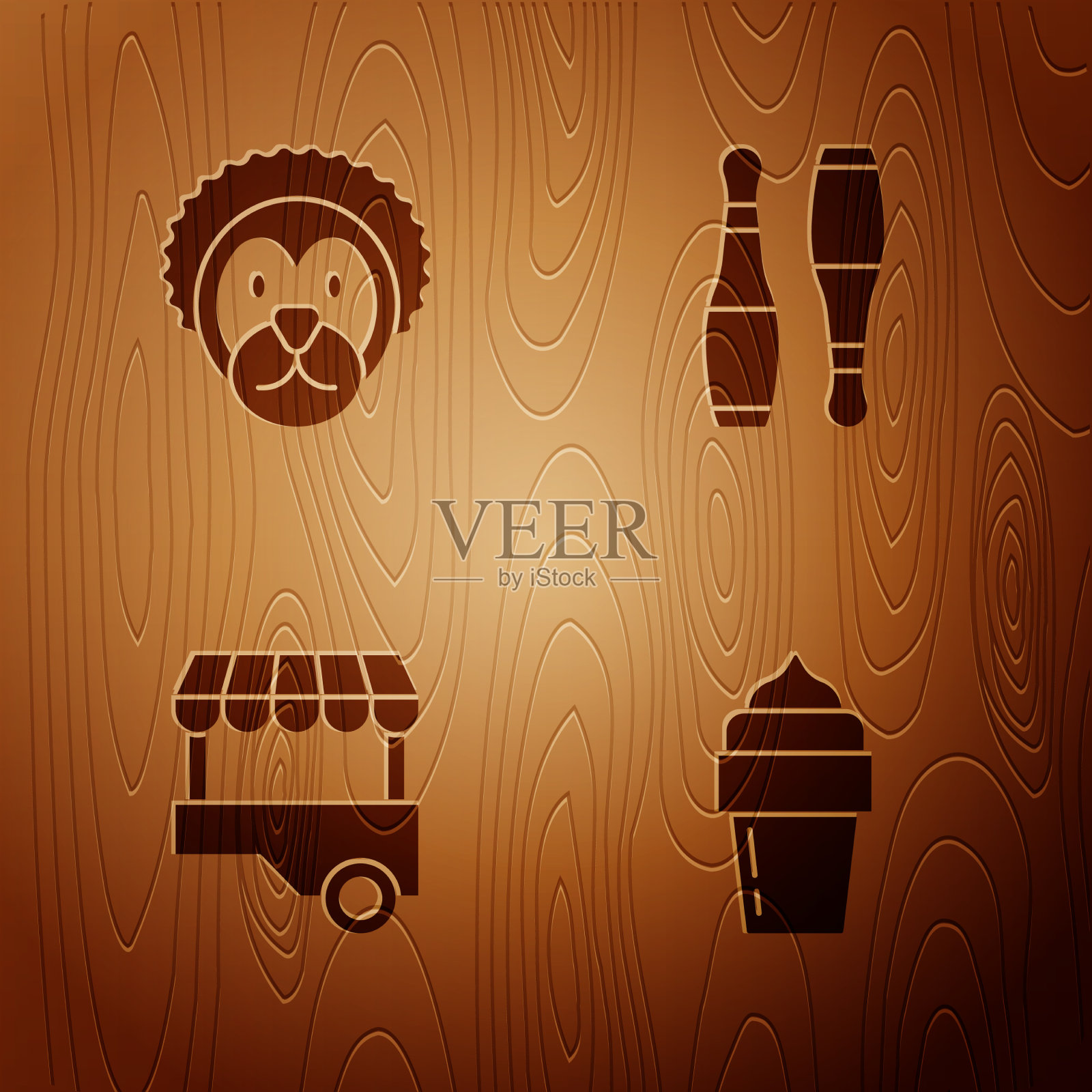 集冰淇淋野生狮子快街美食车图标素材