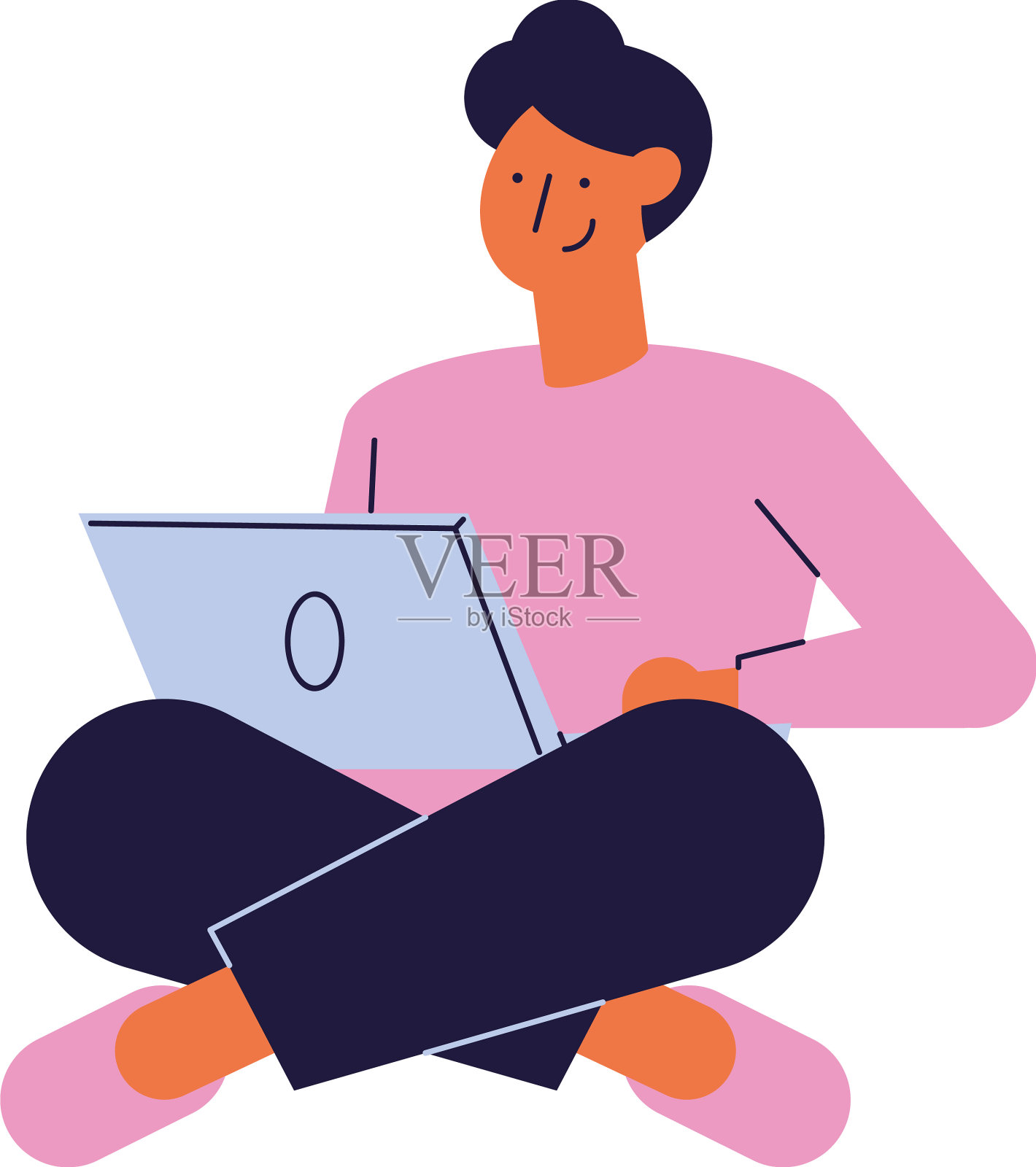 男子坐着用笔记本电脑设计元素图片