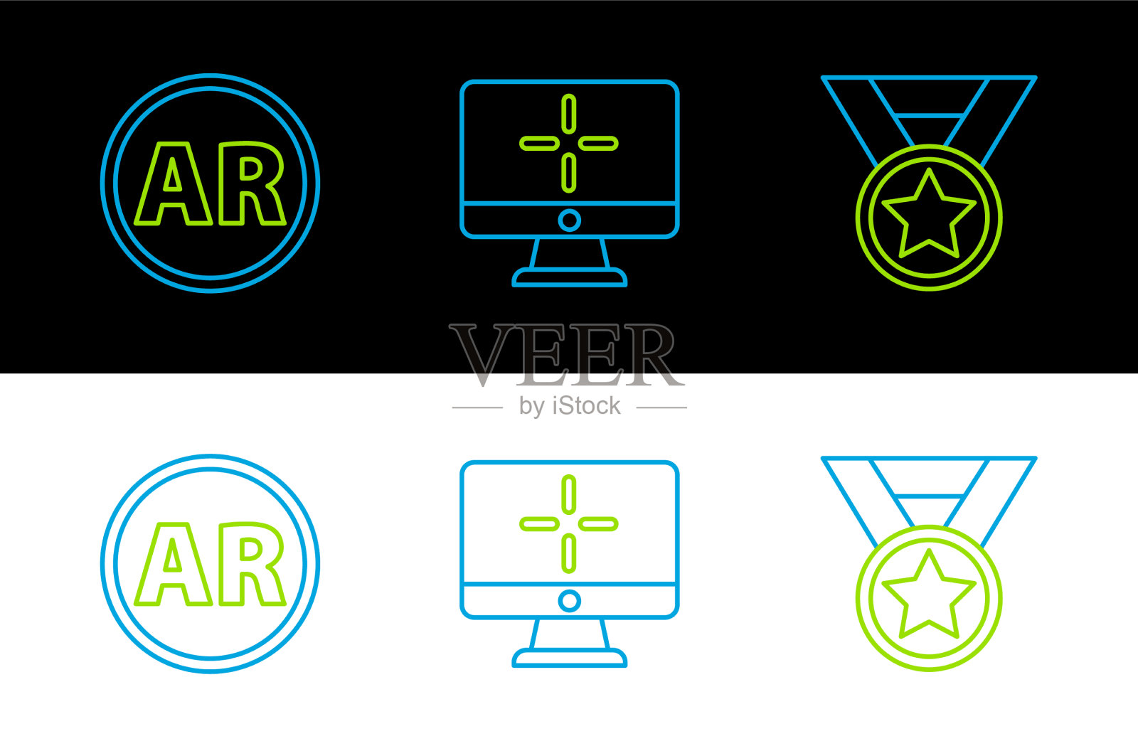 集行勋章ar增强现实和计算机图标素材