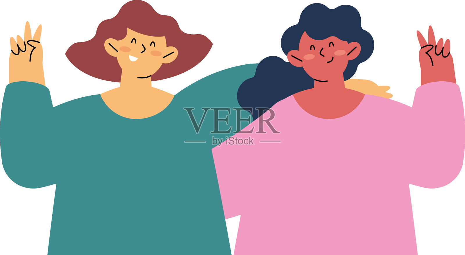 女孩们兄弟般的拥抱设计元素图片