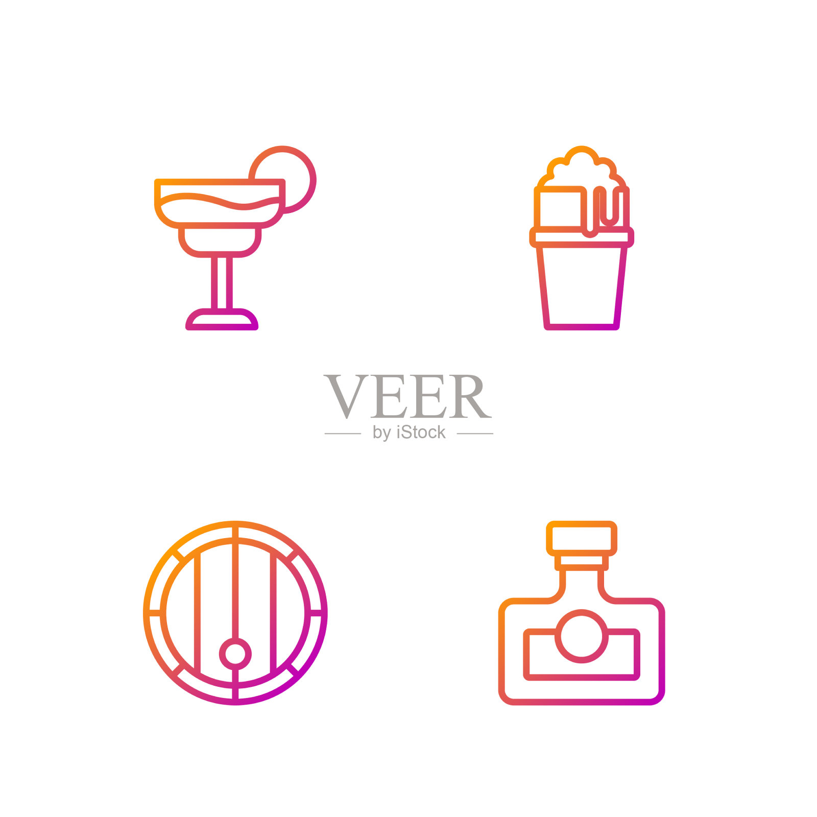 套行酒饮朗姆酒木桶图标素材