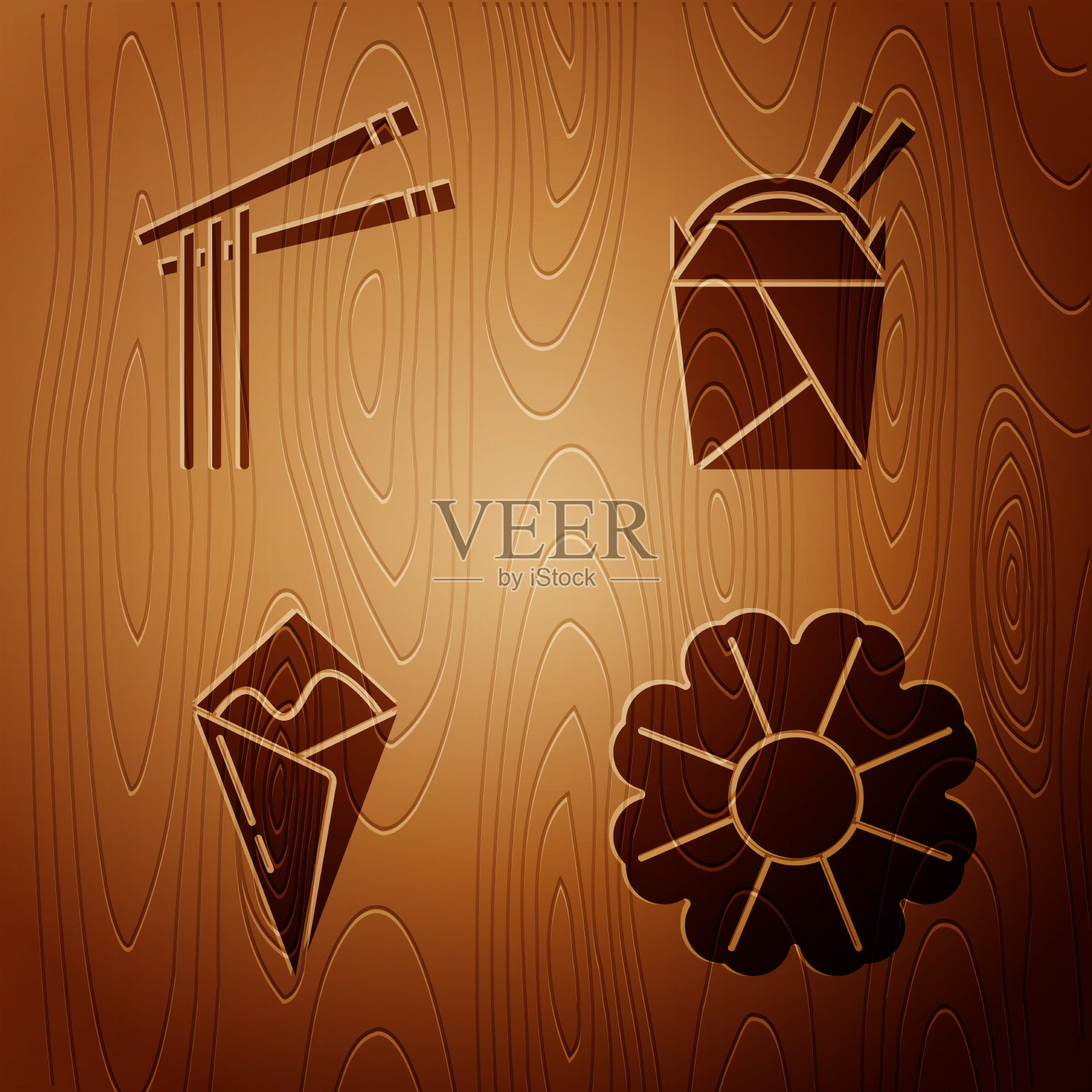 花亚洲面条和筷子temaki图标素材