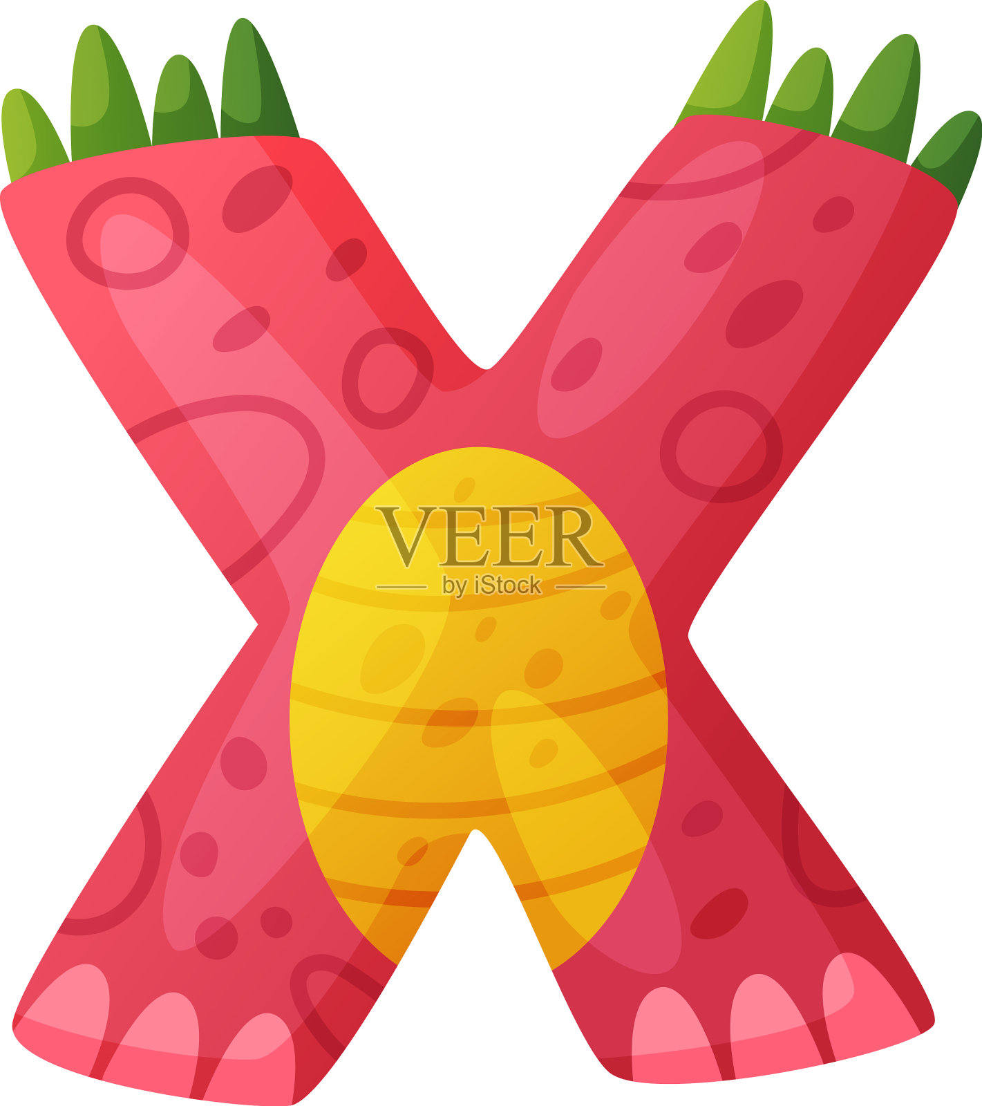 X辅音字母恐龙字体恐龙字母表设计元素图片