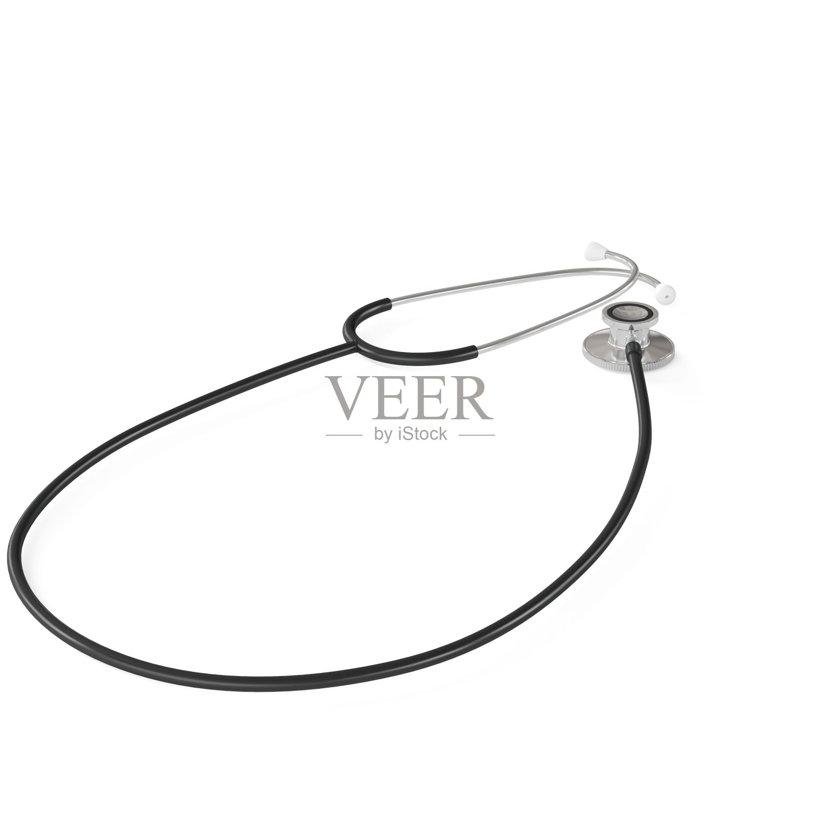 听诊器放在白色表面上，三维渲染照片摄影图片