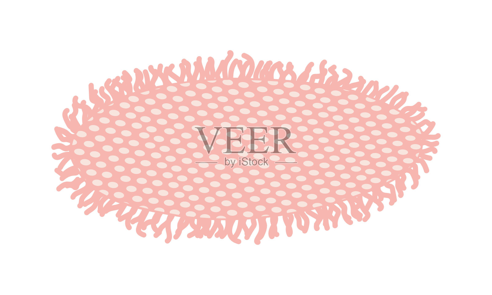 夏季海滩圆形地毯，颜色柔和，适合野餐插画图片素材