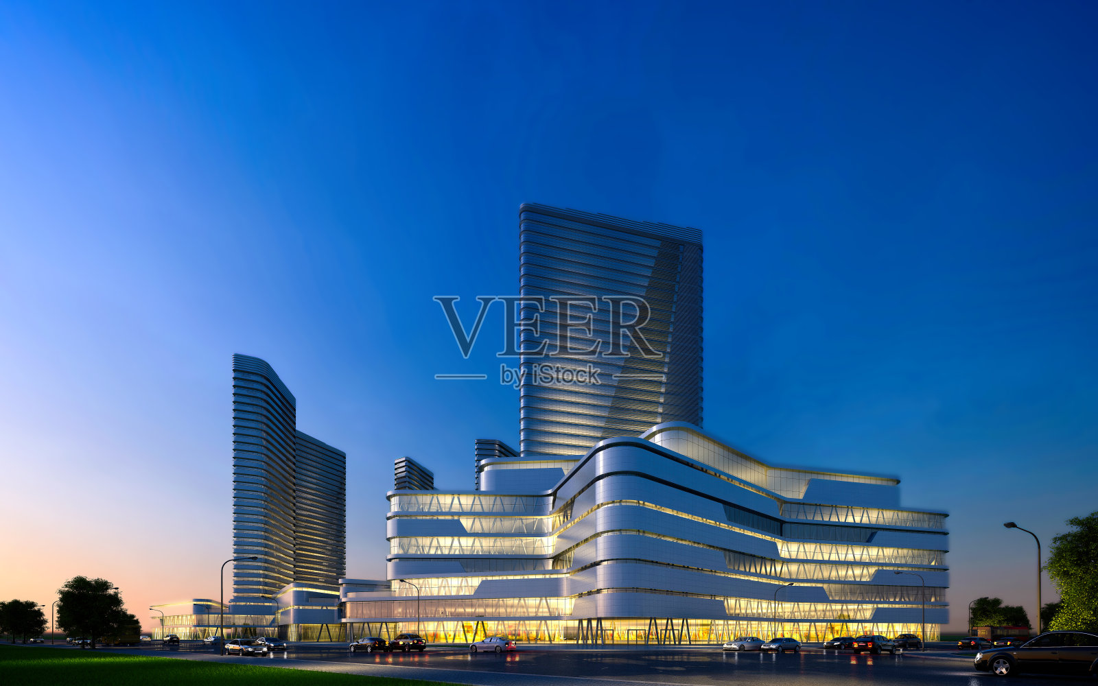 建筑外观视图，公寓的3d渲染。照片摄影图片