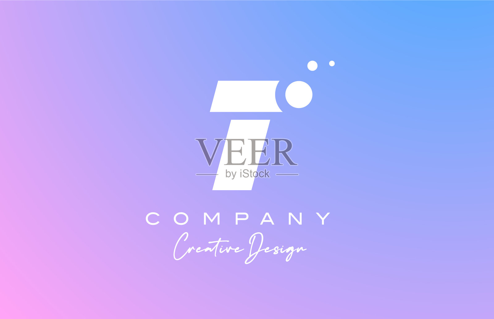 蓝色粉彩字母标志与白色插画图片素材