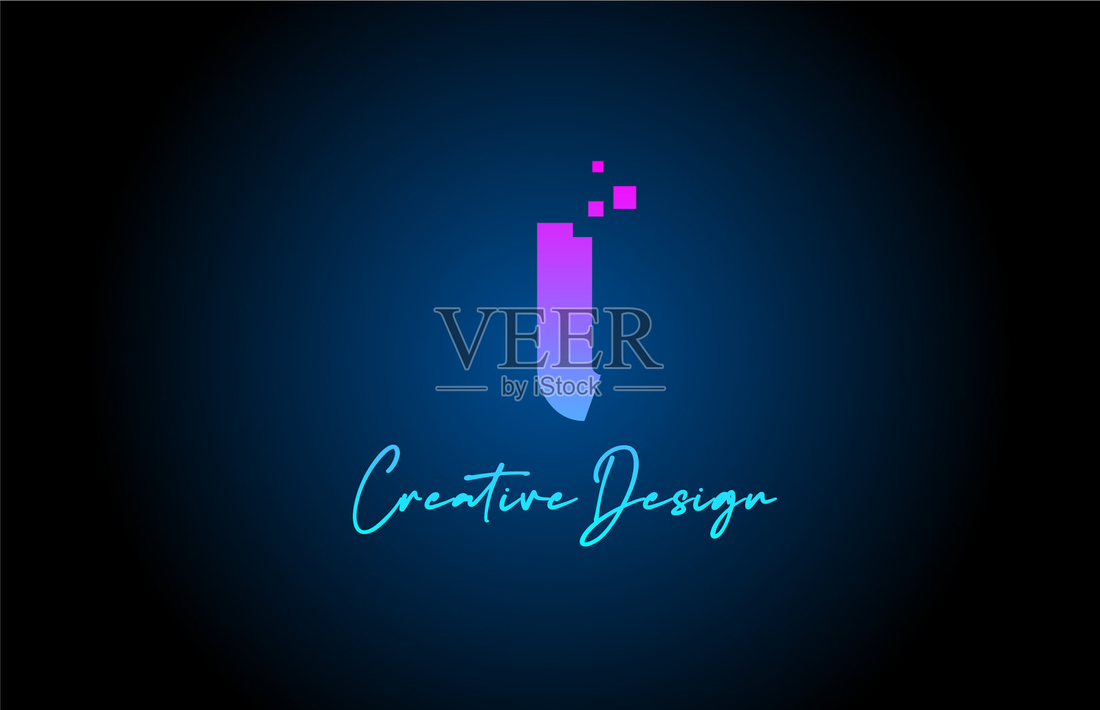 粉红色蓝色字母标志图标设计与插画图片素材