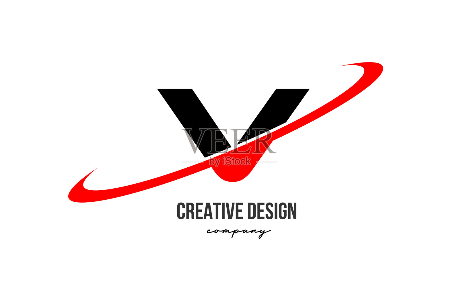 红色黑色v字母标志与大嗖嗖插画图片素材