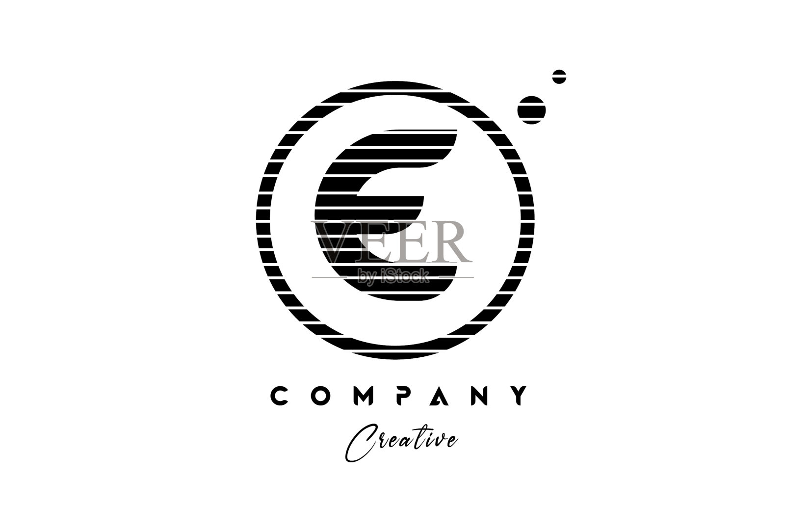 E字母标志图标设计与线条插画图片素材