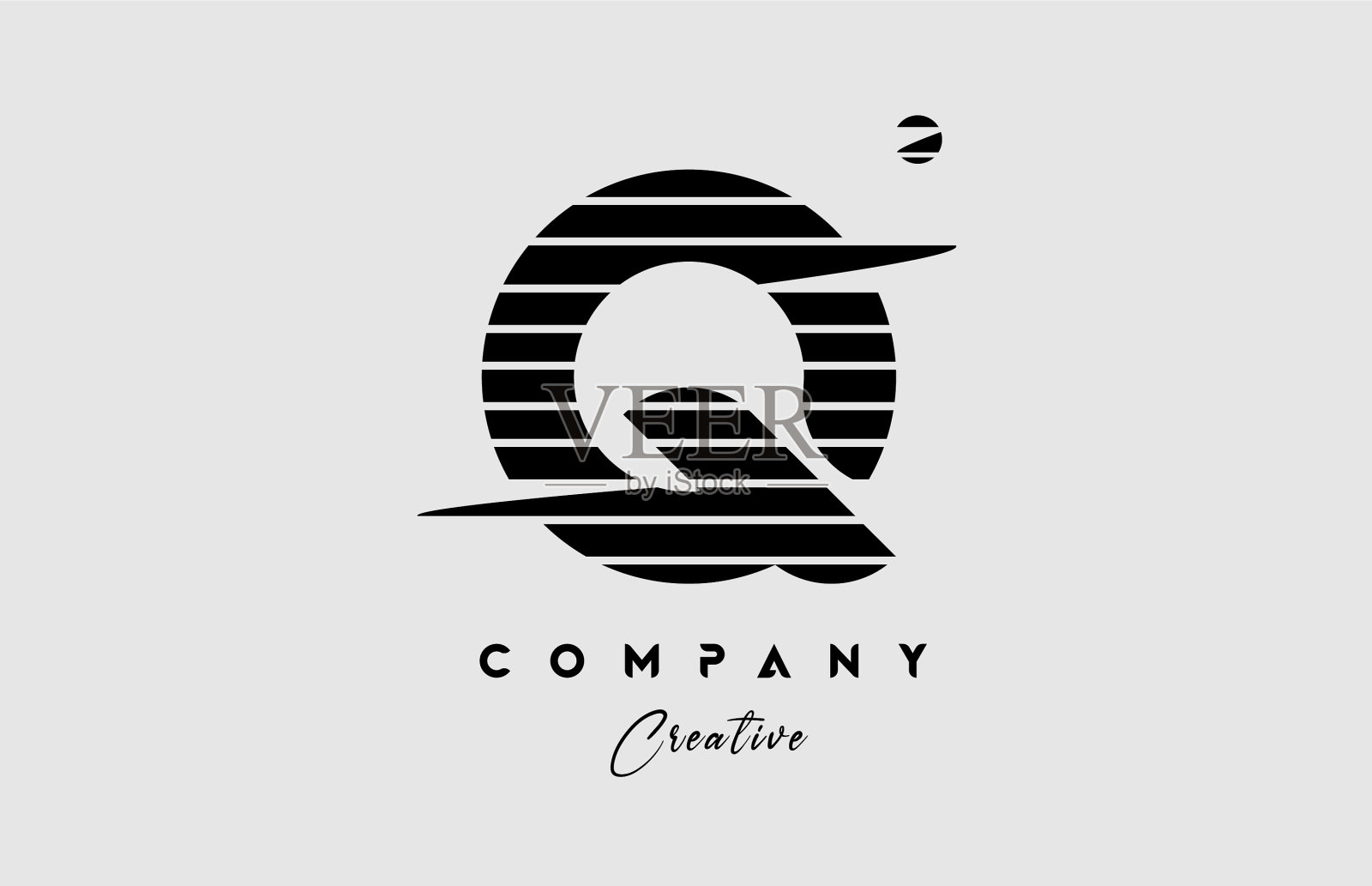 线条q字母标志图标设计在黑色插画图片素材