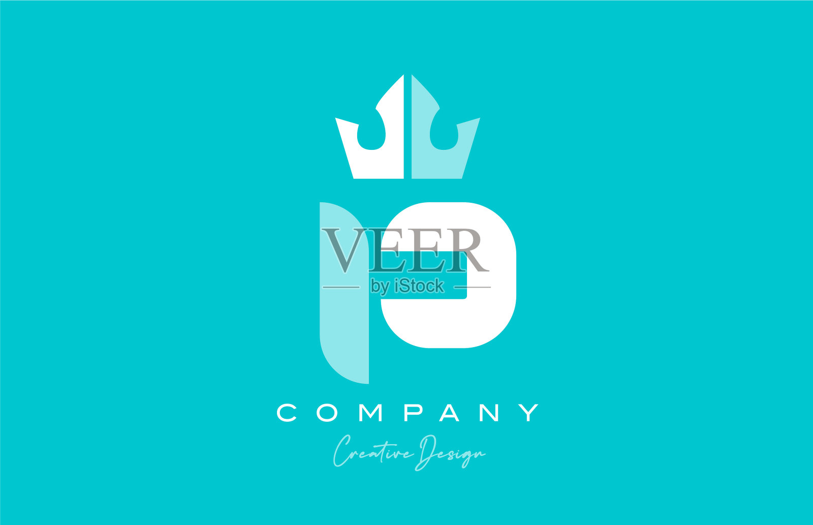 P蓝色粉彩字母标志图标设计插画图片素材